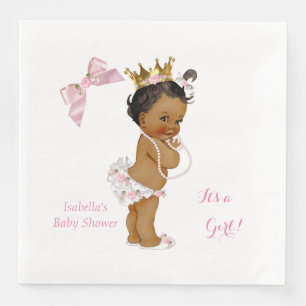 Serviette En Papier Fête de naissance de princesse fille Rose Couronne