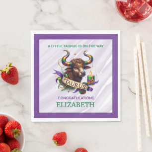Serviette En Papier Fête de naissance du zodiaque Taureau Lavande et V