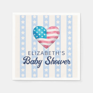 Serviette En Papier Fête de naissance d'un garçon avec cœur et étoiles