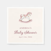 Serviette En Papier Fête de naissance fille Carrousel Rose Pastel (Devant)
