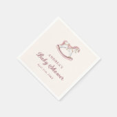 Serviette En Papier Fête de naissance fille Carrousel Rose Pastel (Coin)