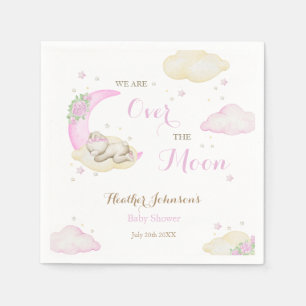 Serviette En Papier Fête de Naissance Fille Ours Au-Dessus de la Lune