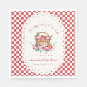 Serviette En Papier Fête de naissance Fleur de Gingham Rouge Récolte d