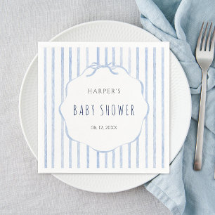 Serviette En Papier Fête de naissance garçon aux rayures bleues avec c