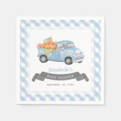 Serviette En Papier Fête de naissance garçon camion citrouille bleue G (Devant)