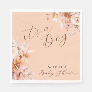 Serviette En Papier Fête de naissance garçon Fleurs vintage automne pê