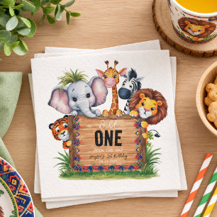 Serviette En Papier Fête de naissance garçon Les Animaux de Safari de 