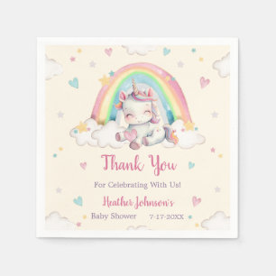 Serviette En Papier Fête de Naissance Licorne Arc-en-Ciel Pastel