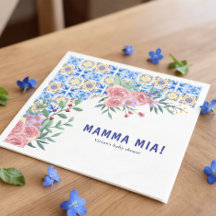 Fête de naissance Mamma Mia Carrelage Bleu Italien