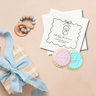 Serviette En Papier Fête de Naissance Moderne Bébé Mignon et Nœud Papi