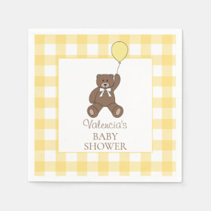 Serviette En Papier Fête de Naissance Ours en Peluche Jaune Genre Neut