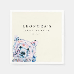 Serviette En Papier Fête de naissance ourson aquarelle