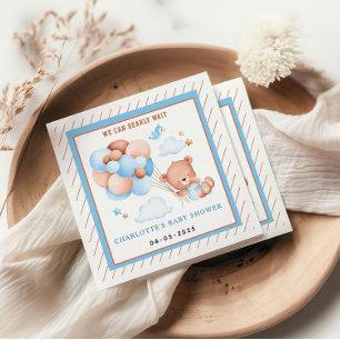 Serviette En Papier Fête de naissance Ourson “On peut à peine attendre