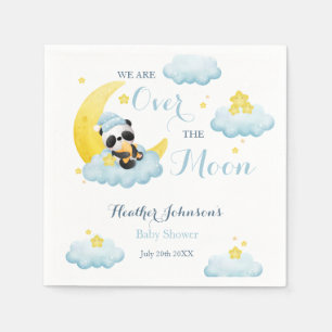 Serviette En Papier Fête de Naissance Ourson Panda Au-Dessus de la Lun