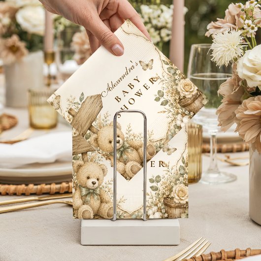 Serviette En Papier Fête de naissance ourson rustique