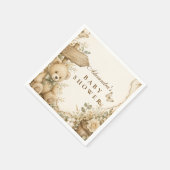 Serviette En Papier Fête de naissance ourson rustique (Coin)