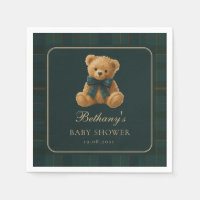Fête de naissance Ourson Tartan Polo Vert Foncé