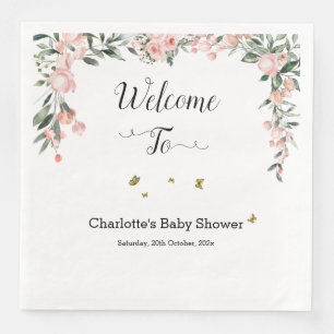 Serviette En Papier Fête de naissance : roses roses aquarelles et papi