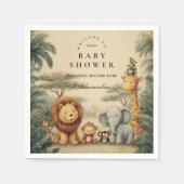 Serviette En Papier Fête de naissance Rustique Safari Friends (Devant)
