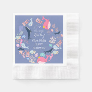 Serviette En Papier Fête de naissance sous l'eau aquarelle Animaux de 