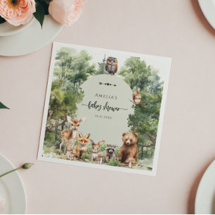 Serviette En Papier Fête de naissance Woodland - Que l'aventure commen