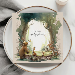 Serviette En Papier Fête de naissance Woodland - Que l'aventure commen