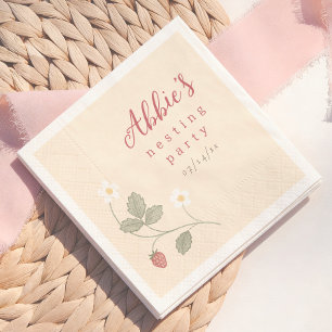Serviette En Papier Fête de Nichoir Baies & Fleurs Fille Baby Shower