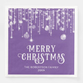 Serviette En Papier Fête de Noël à cordes violettes (Devant)