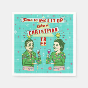 Serviette En Papier Fête de Noël amusante Retro Adulte Vacances Boire