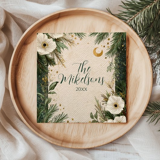 Serviette En Papier Fête de Noël Anémonique Blanc d'hiver