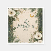 Serviette En Papier Fête de Noël Anémonique Blanc d'hiver (Devant)