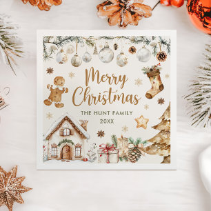 Serviette En Papier Fête de Noël aquarelle festive