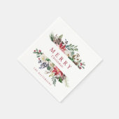Serviette En Papier Fête de Noël Aquarelle Verdure Poinsettia (Coin)