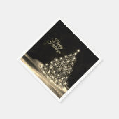 Serviette En Papier Fête de Noël Arbre brillant doré hiver noir (Coin)