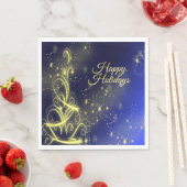 Serviette En Papier Fête de Noël Arbre d'or Étoiles Marine Fêtes Bleue (En situation)