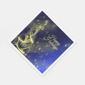 Serviette En Papier Fête de Noël Arbre d'or Étoiles Marine Fêtes Bleue (Coin)