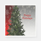 Serviette En Papier Fête de Noël Arbre vert Rouge Argent Flèches (Devant)