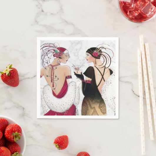 Serviette En Papier Fête de Noël Art déco rétro (En situation)