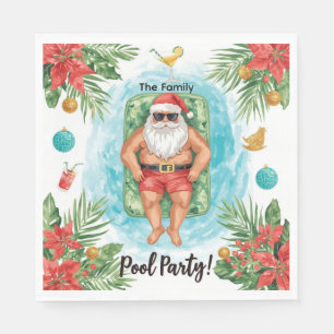 Serviette En Papier Fête de Noël au bord de la piscine avec le Père No