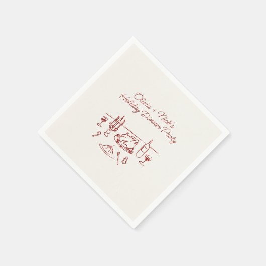 Serviette En Papier Fête de Noël avec main rouge fantaisie (Coin)