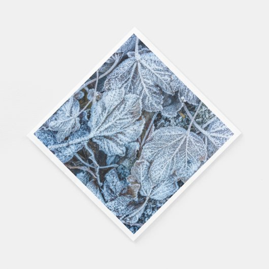 Serviette En Papier Fête de Noël Bleu Feuille Vacances de neige hiver (Coin)