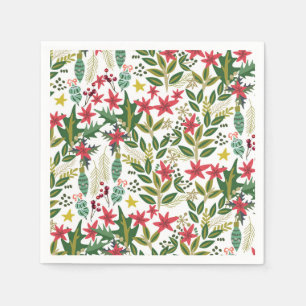 Serviette En Papier Fête de Noël Caprice Floral Baies Fête