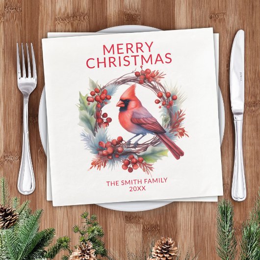 Serviette En Papier Fête de Noël Cardinal Red