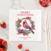 Serviette En Papier Fête de Noël Cardinal Red (En situation)