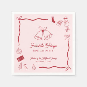 Serviette En Papier Fête de Noël Choses Préférées Rose Rouge Rétro
