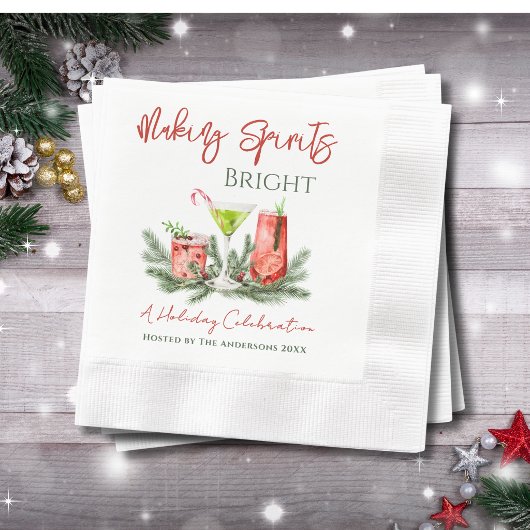 Serviette En Papier Fête de Noël : Cocktail Making Spirits Bright