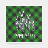Serviette En Papier Fête de Noël, couronne de xmas, plaid vert (Devant)
