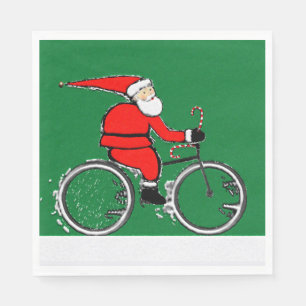 Serviette En Papier Fête de Noël cycliste