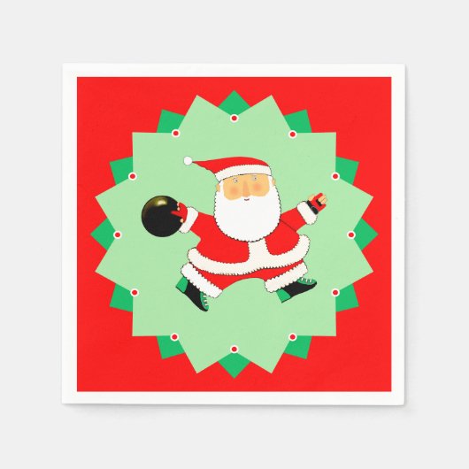 Serviette En Papier Fête de Noël de bowling (Devant)