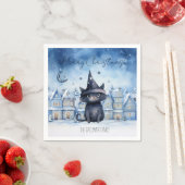 Serviette En Papier Fête de Noël de Chat Noir mignonne (En situation)